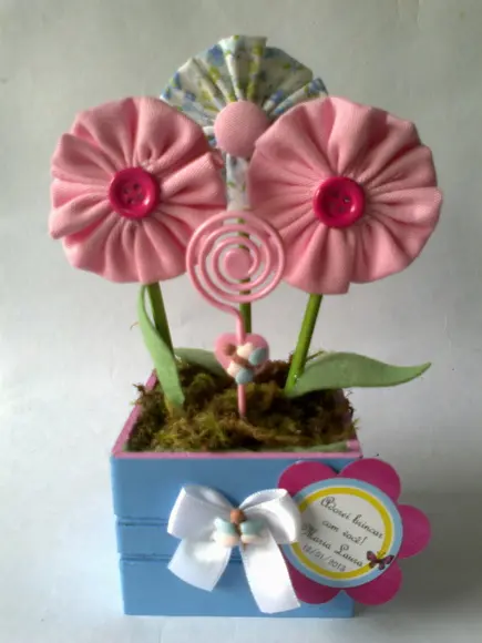 Vasinho Porta Recado com Flor de Tecido*