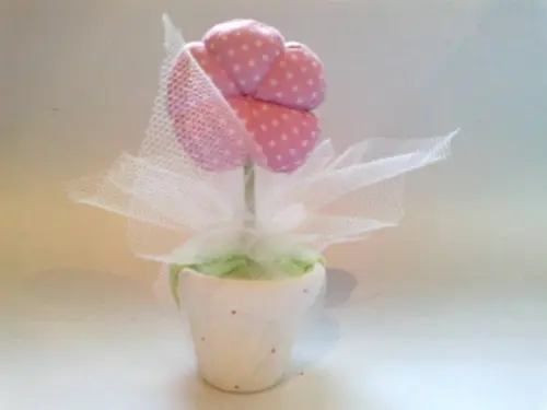 Vaso com Flor de Tecido - ESGOTADO ***