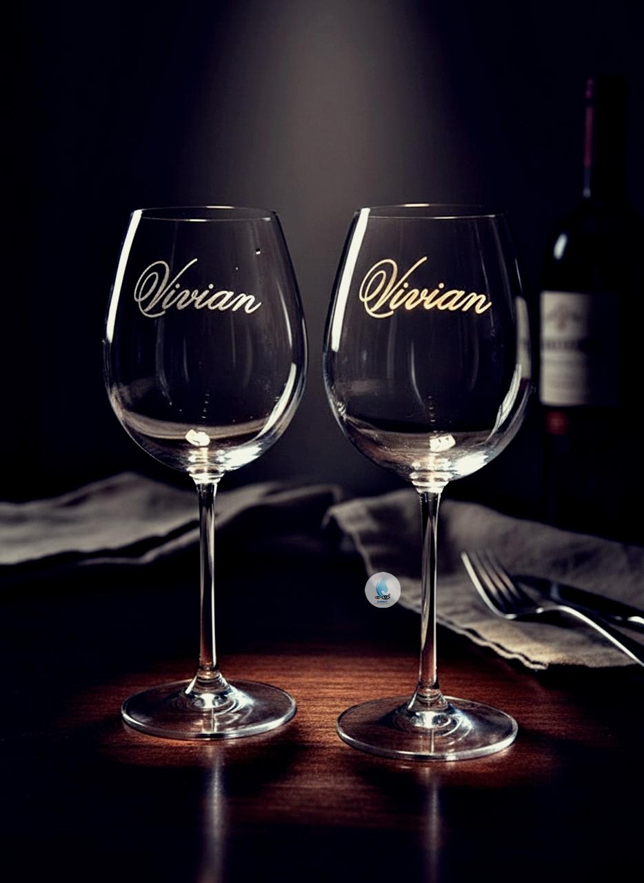 Taça de Cristal com Titânio para Vinho ou Água 580ml Jateada