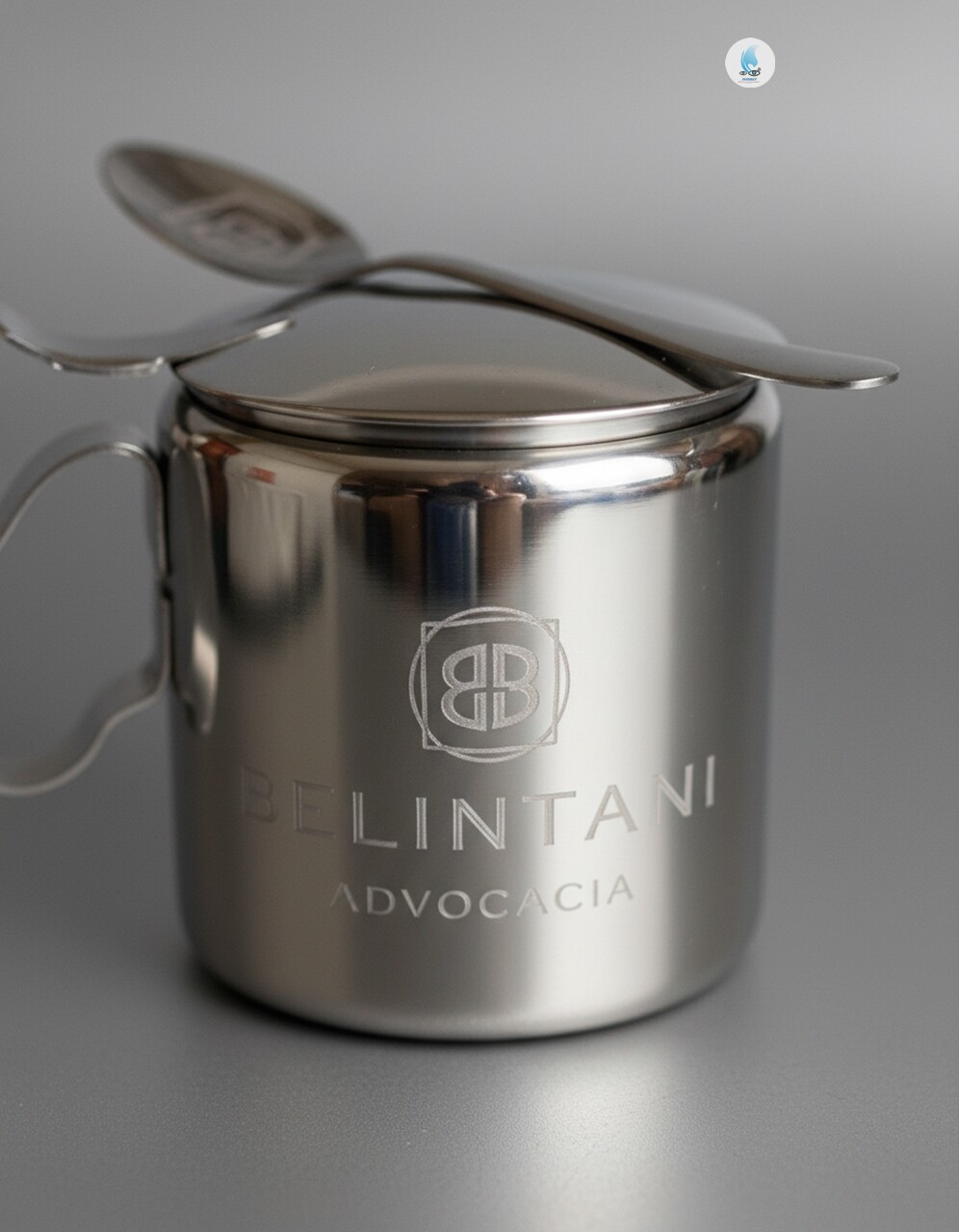 Açucareiro e Colher de Inox Personalizado com Jato de Areia