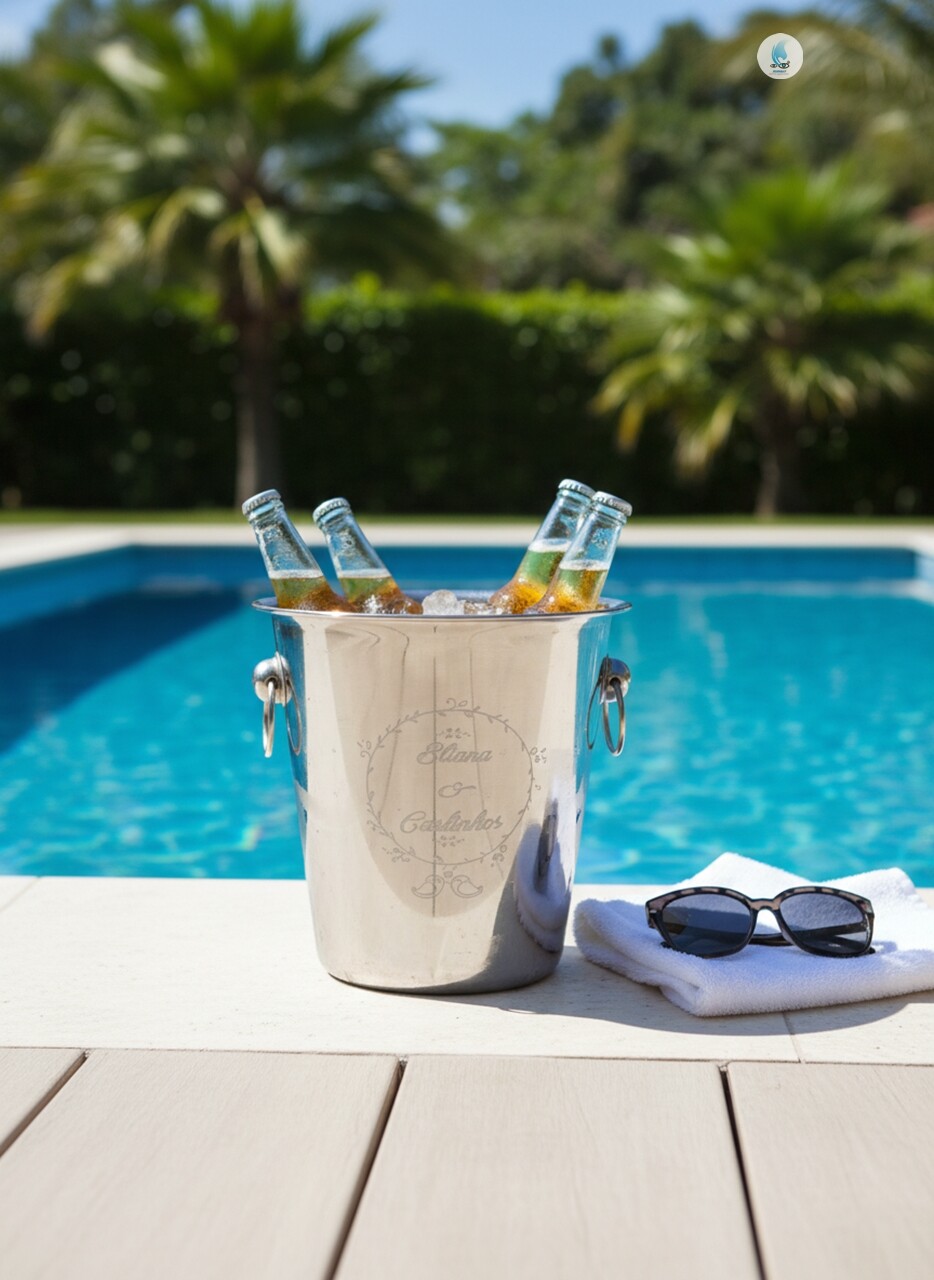 Balde de Inox para Gelo 4,5l Personalizado com Jato de Areia
