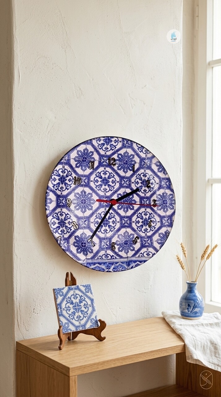 Relógio Feito com Prato de Porcelana Decorado - Fijismat