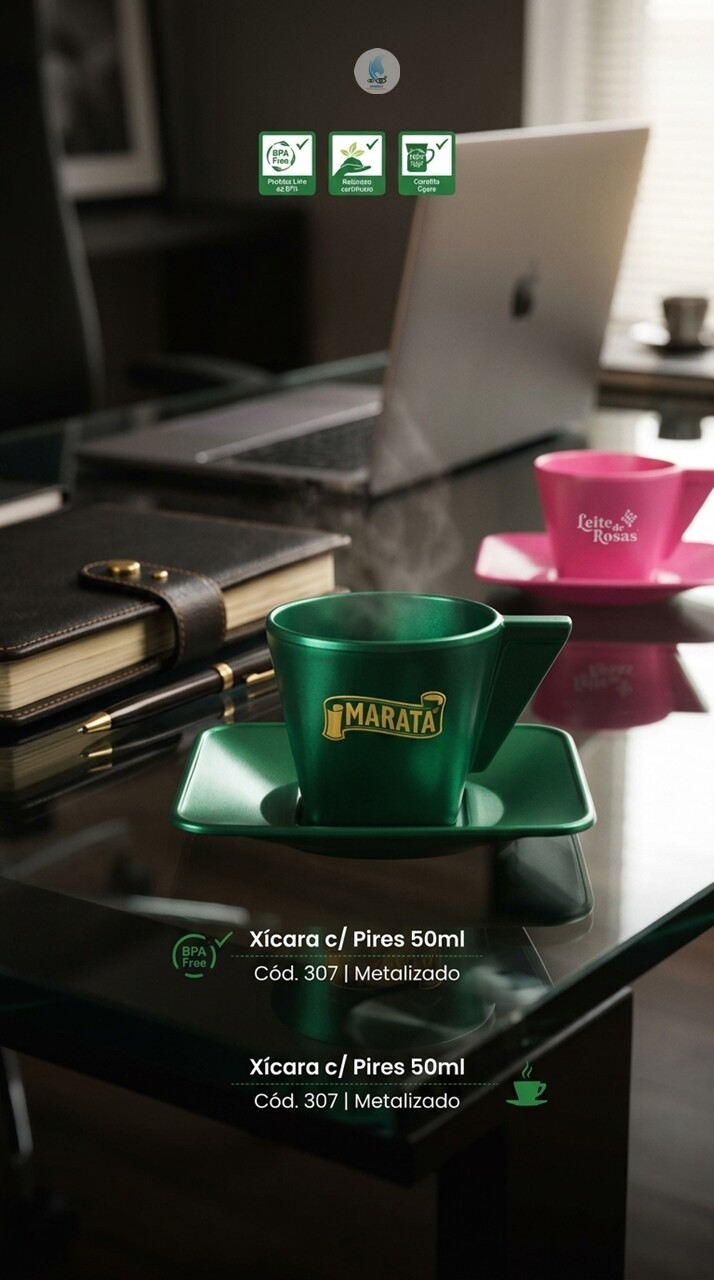 Xícara Pp com Pires 50ml com Serigrafia - Mod. 307- Fijismat
