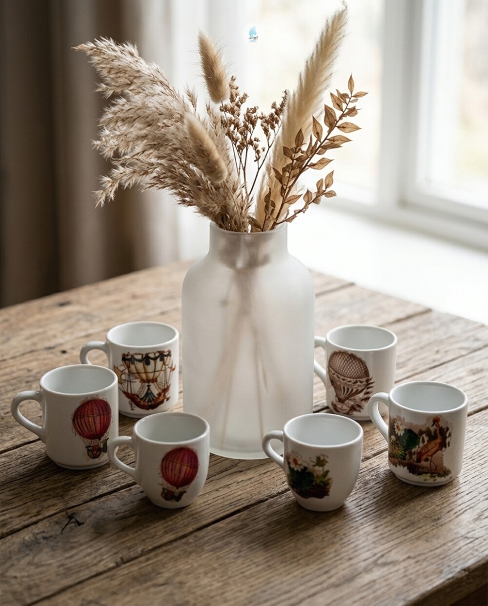 Xícaras de Porcelana 80ml sem Pires Decoradas com Decoupagem