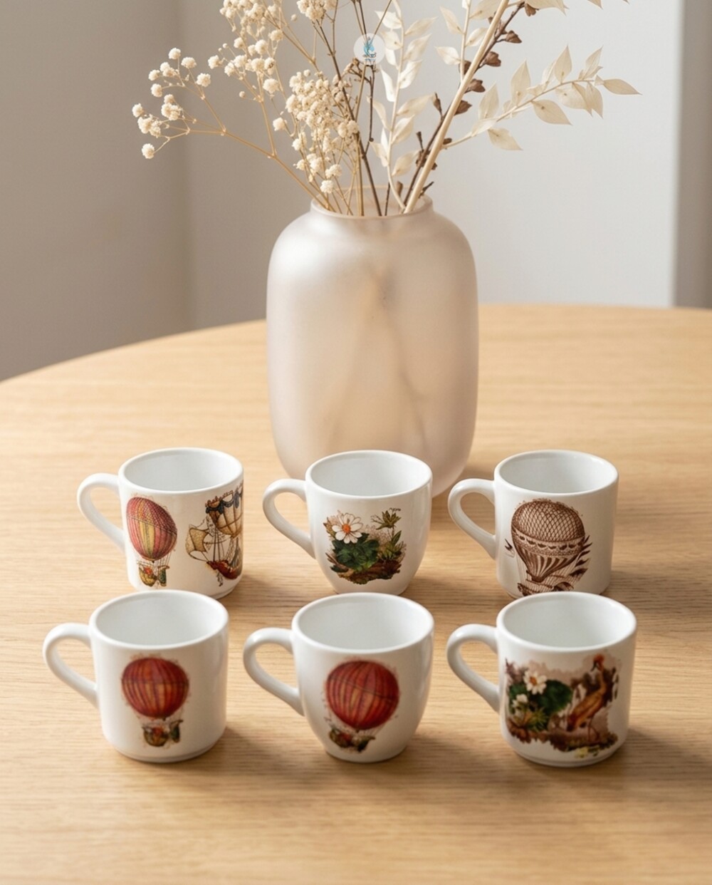 Xícaras de Porcelana 80ml sem Pires Decoradas com Decoupagem