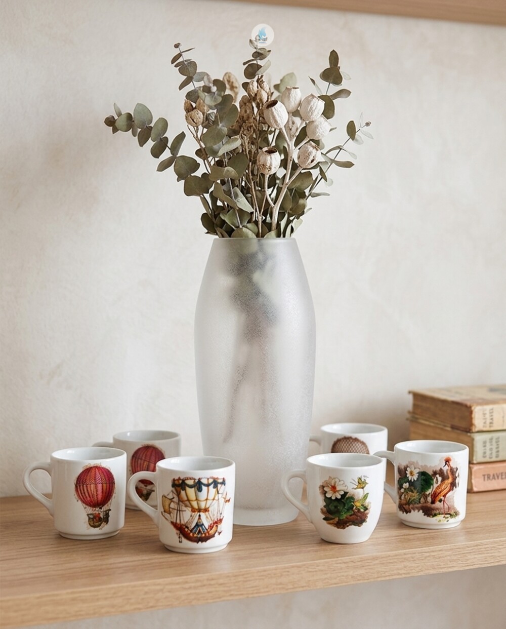 Xícaras de Porcelana 80ml sem Pires Decoradas com Decoupagem