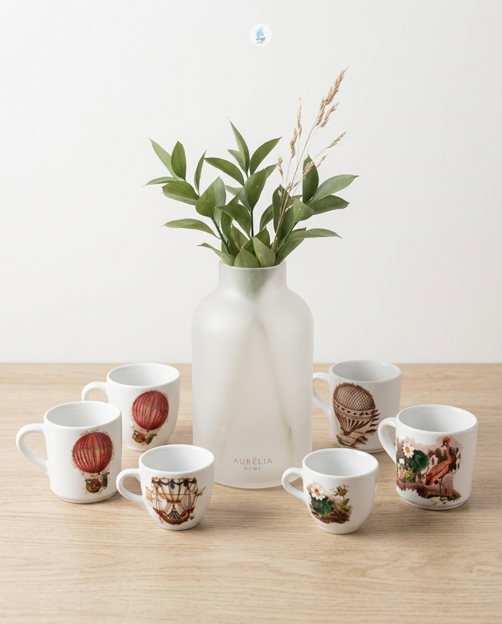 Xícaras de Porcelana 80ml sem Pires Decoradas com Decoupagem