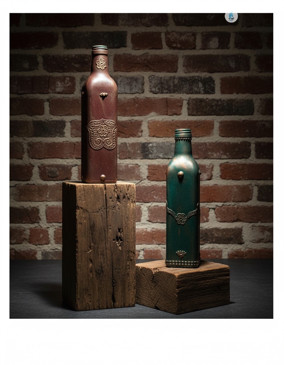 Garrafa de Vidro com Decoração Rústica e Pintura PVA - Fijisma