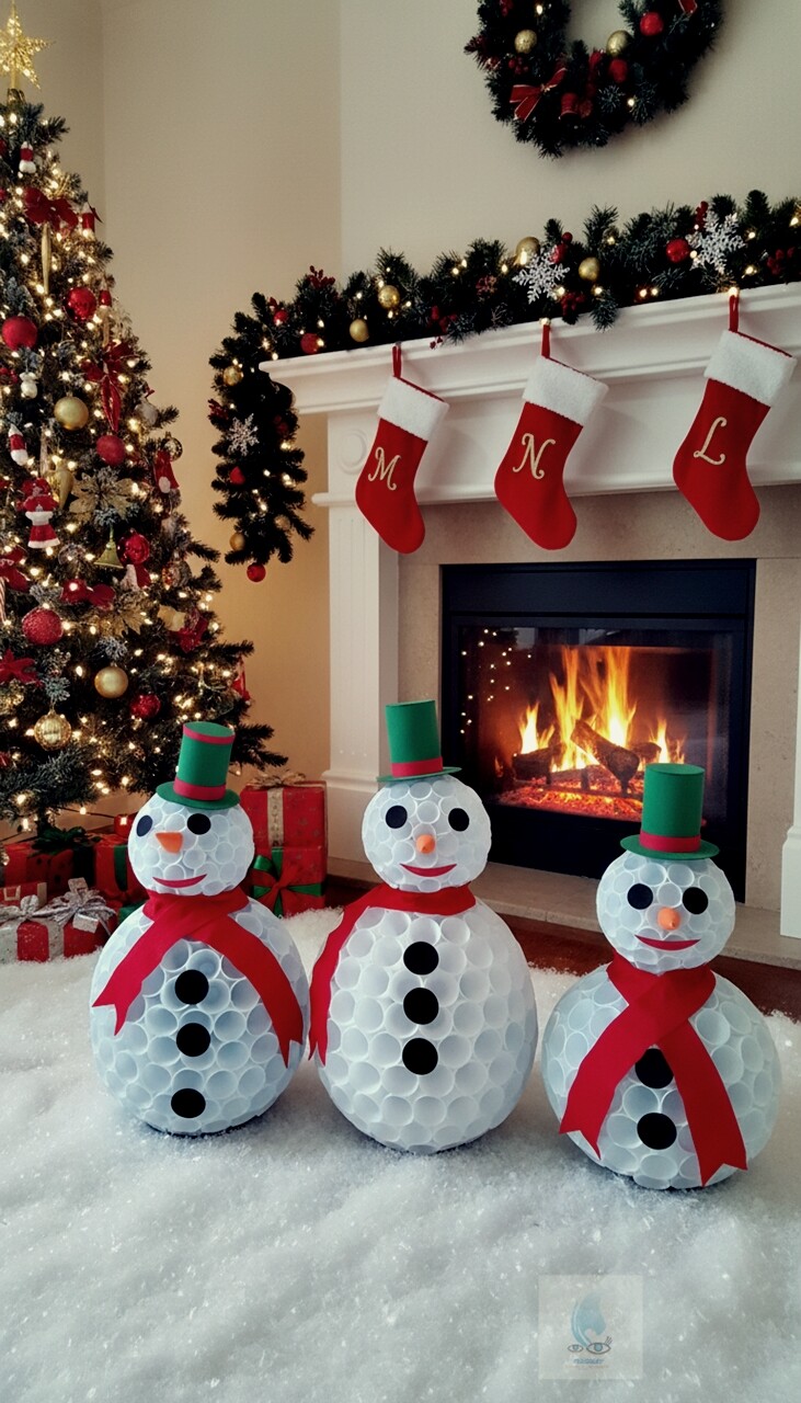 Boneco de Neve Feito com Copo Descartável, Feltro e Eva