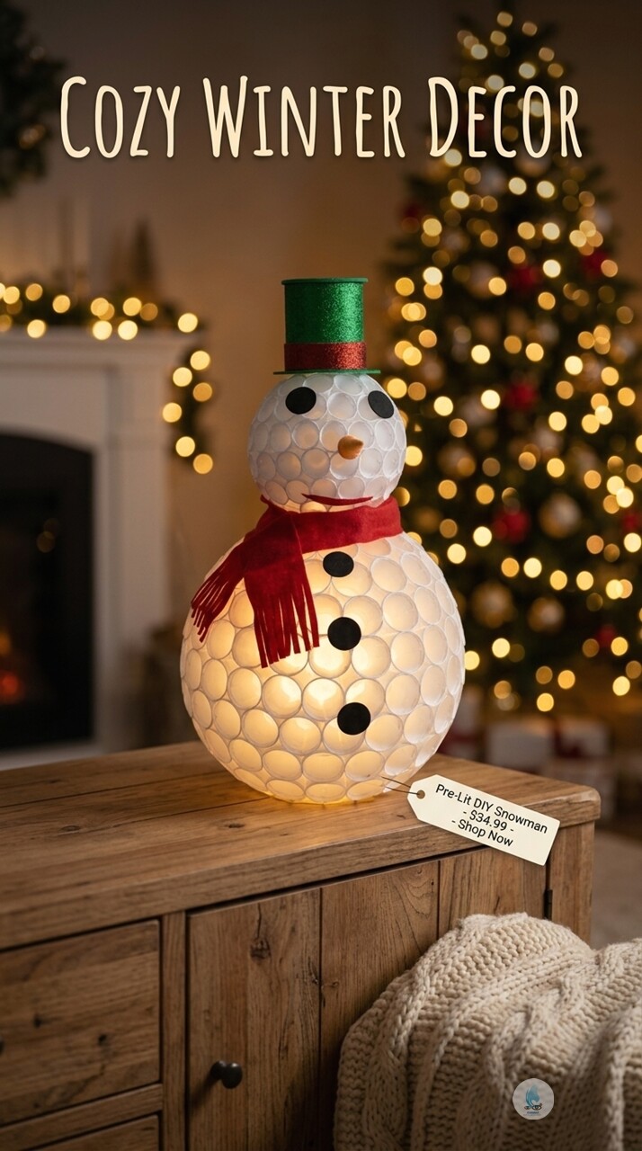 Boneco de Neve Feito com Copo Descartável, Feltro e Eva