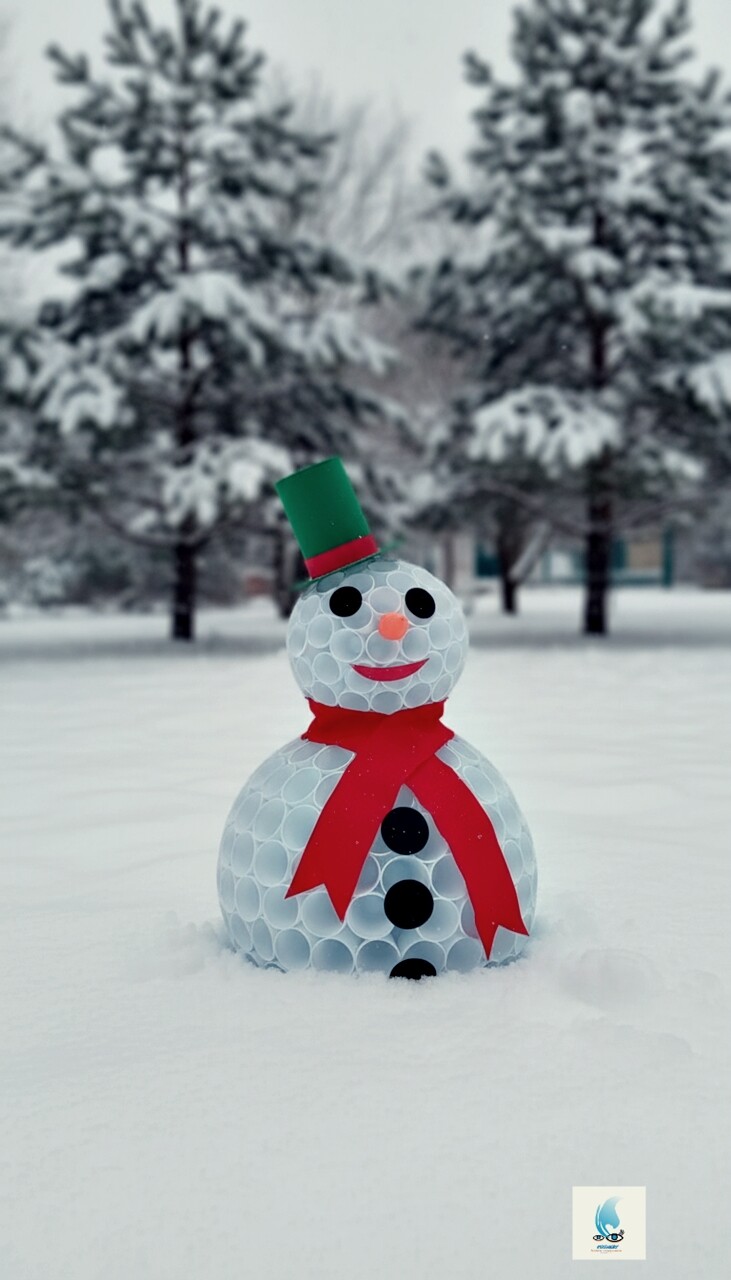Boneco de Neve Feito com Copo Descartável, Feltro e Eva