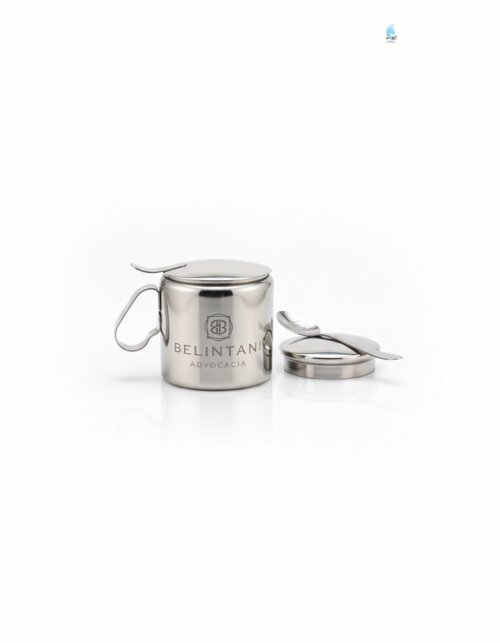 Açucareiro e Colher de Inox Personalizado com Jato de Areia