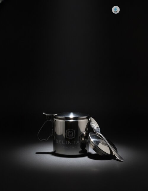 Açucareiro e Colher de Inox Personalizado com Jato de Areia
