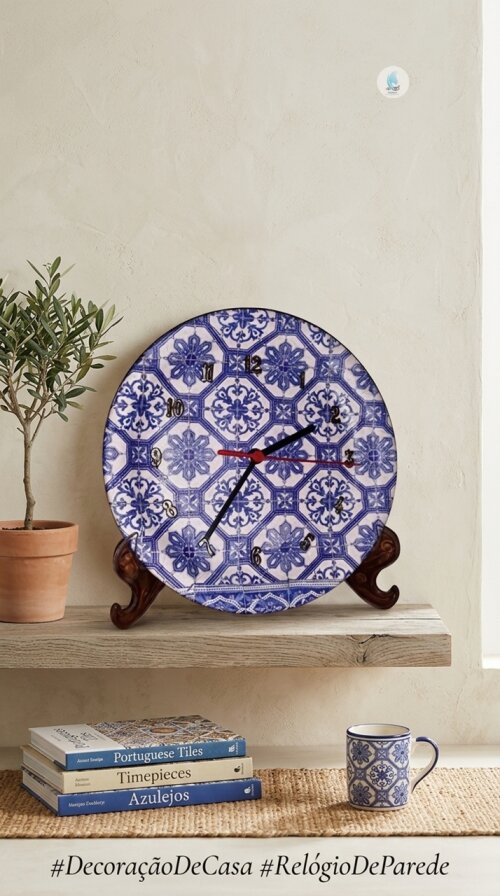 Relógio Feito com Prato de Porcelana Decorado - Fijismat