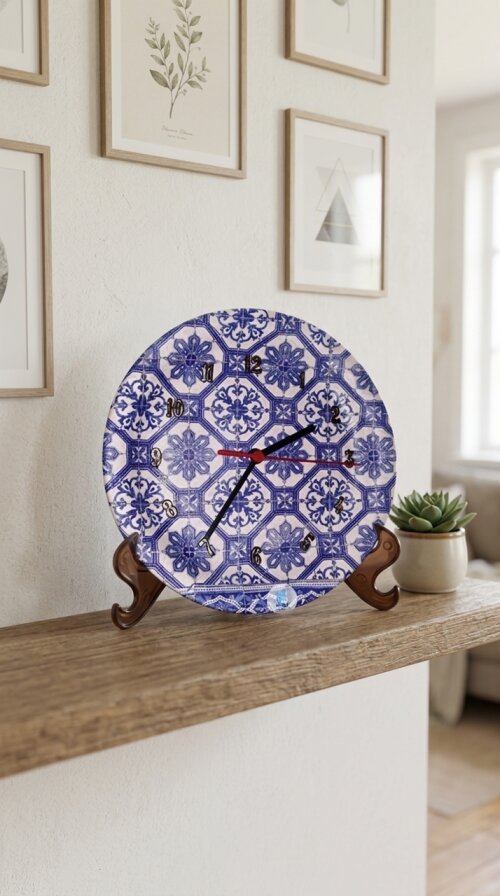 Relógio Feito com Prato de Porcelana Decorado com Decoupagem