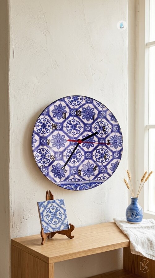 Relógio Feito com Prato de Porcelana Decorado - Fijismat