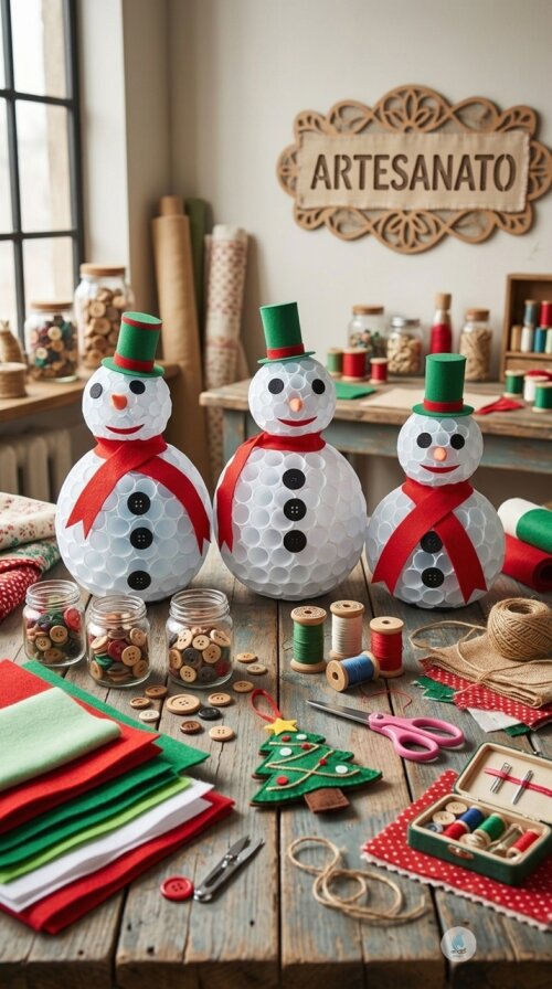 Boneco de Neve Feito com Copo Descartável, Feltro e Eva