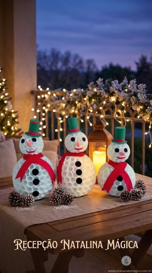 Boneco de Neve Feito com Copo Descartável, Feltro e Eva