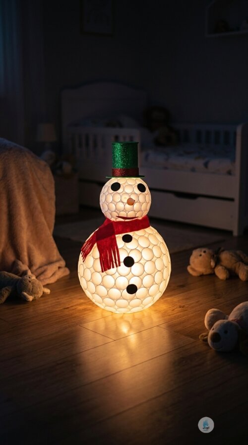 Boneco de Neve Feito com Copo Descartável, Feltro e Eva