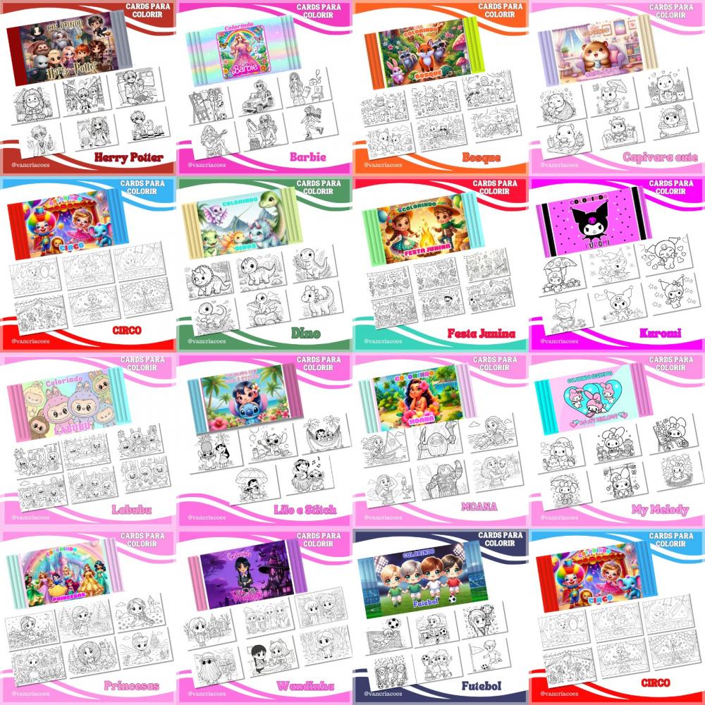 Arquivo Digital Combo Cards Colorir