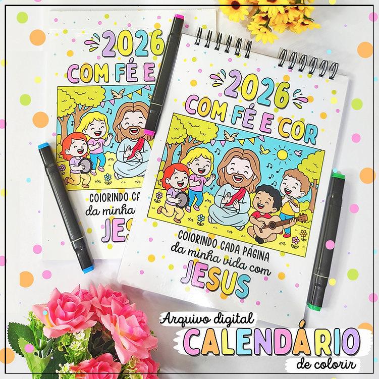 Arquivo Digital Calendário Cristão de Colorir 2026