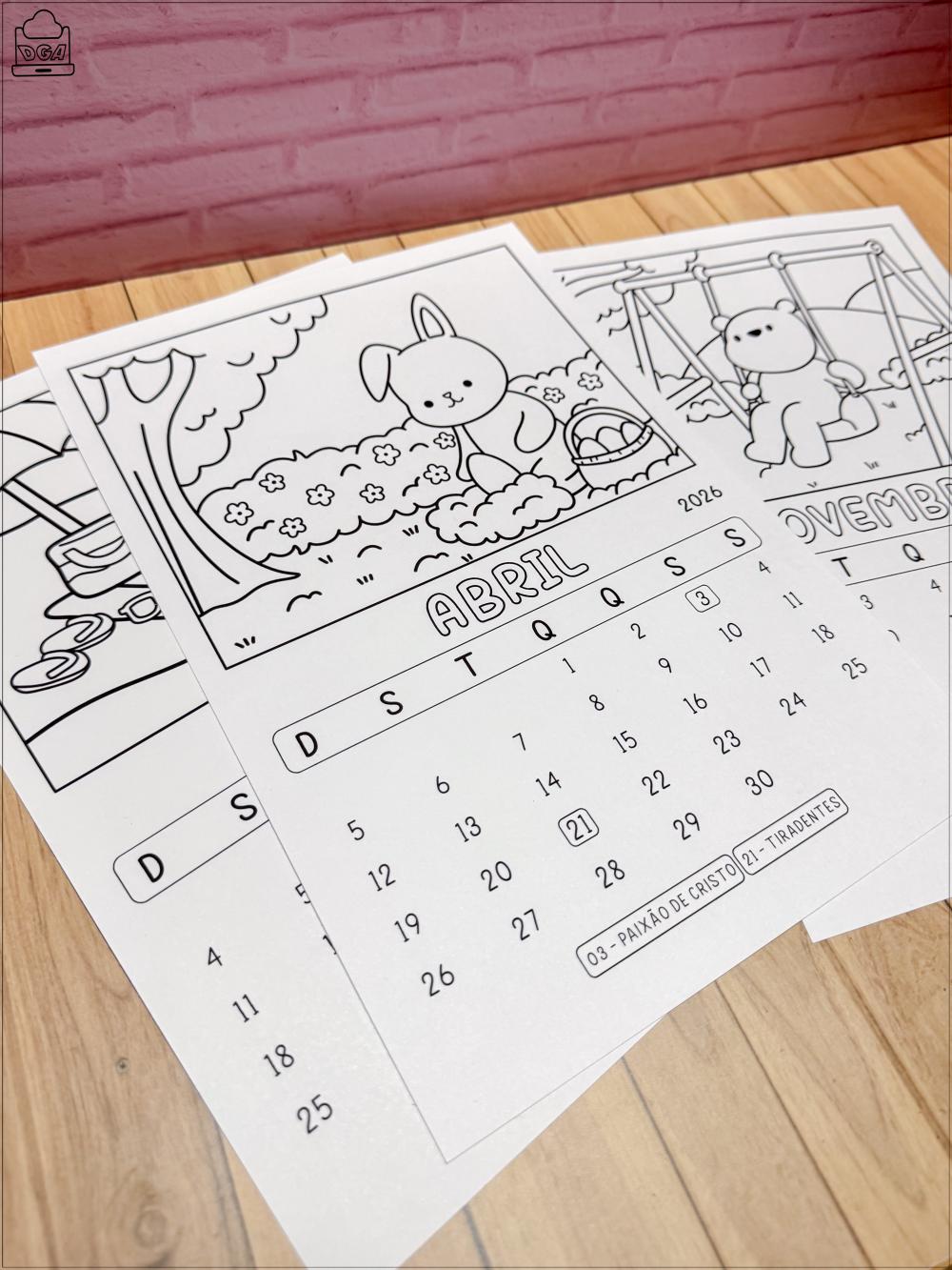 Arquivo Digital Calendário de Colorir 2026