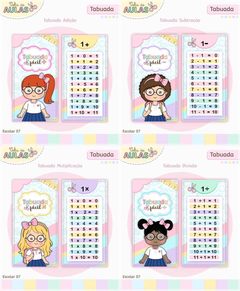 Arquivo Digital Chaaveiro Tabuada 4 operações