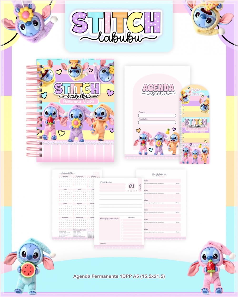 Arquivo Digital Combo Caderno Stitch Labubu