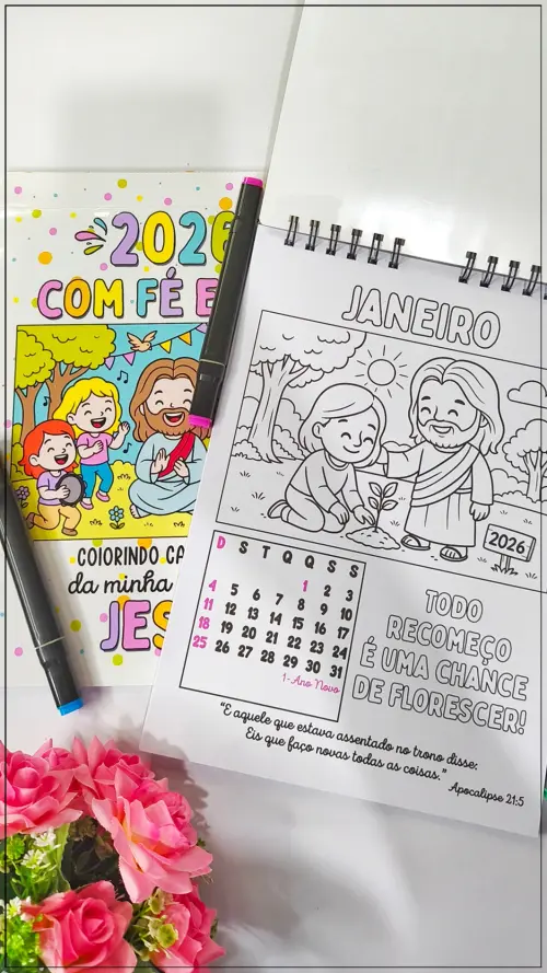 Arquivo Digital Calendário Cristão de Colorir 2026