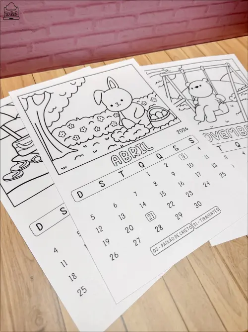 Arquivo Digital Calendário de Colorir 2026