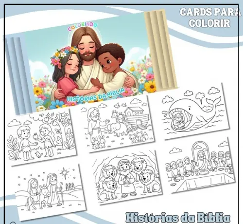 Arquivo Digital Cards Colorir História Biblía