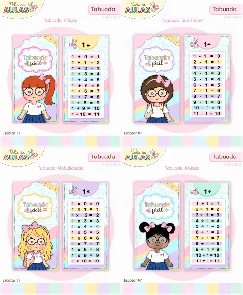 Arquivo Digital Chaaveiro Tabuada 4 operações