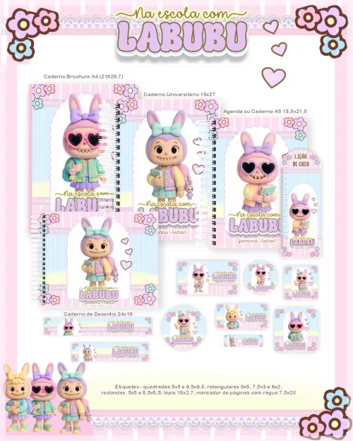 Arquivo Digital Combo Caderno Labubu