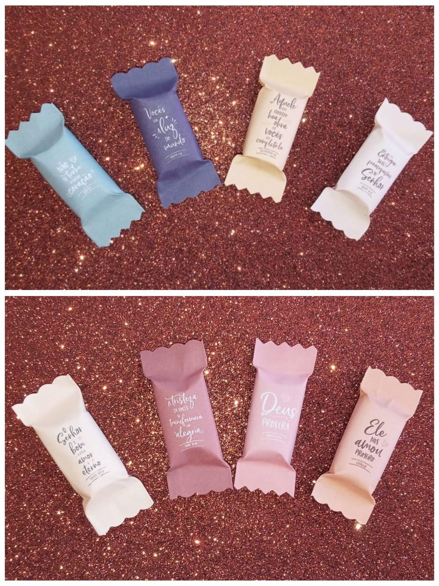 100 Balas Personalizadas Versículos Cores Neutras