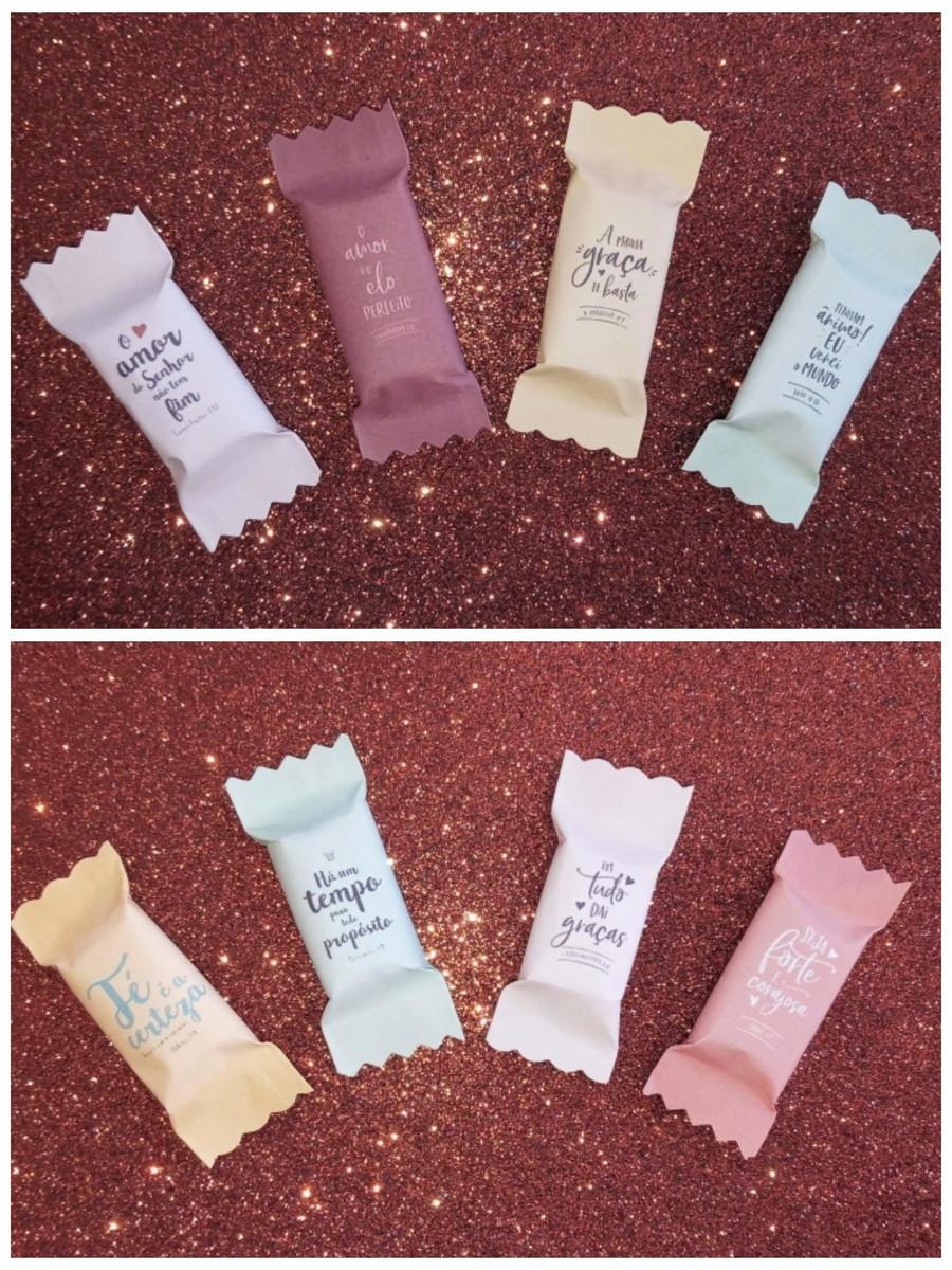 100 Balas Personalizadas Versículos Cores Neutras