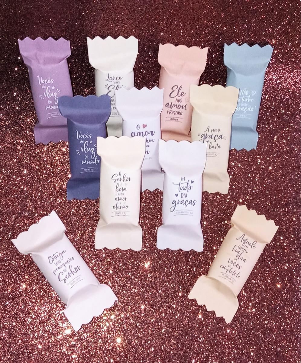 100 Balas Personalizadas Versículos Cores Neutras