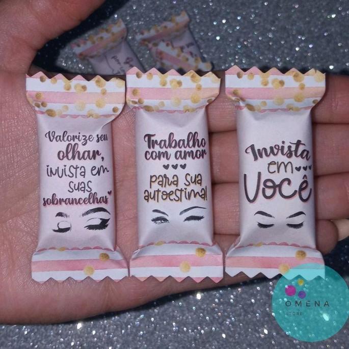 100 Balas Personalizadas Designer de Sobrancelhas