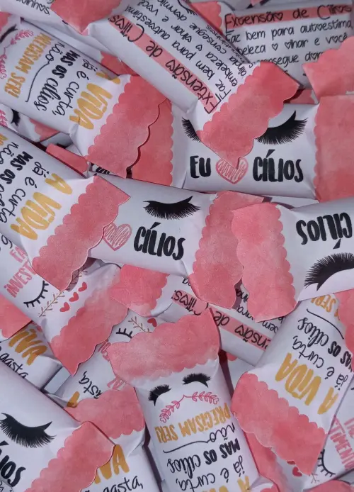 100 Balas Personalizadas Extensionista de Cílios