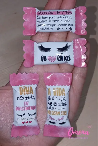 100 Balas Personalizadas Extensionista de Cílios