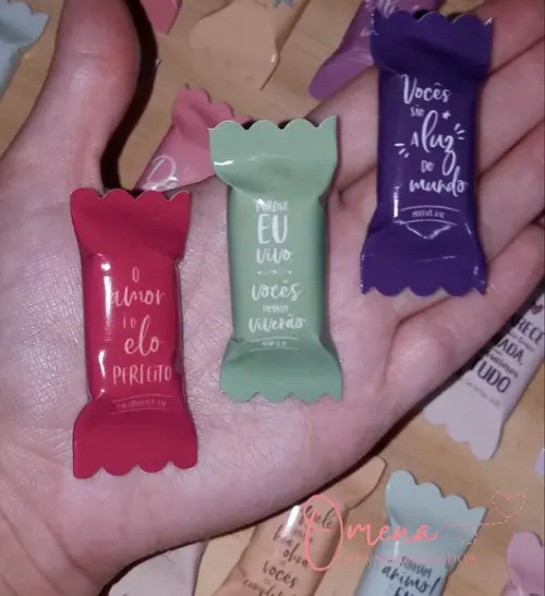 100 Balas Personalizadas Versículos Cores Neutras