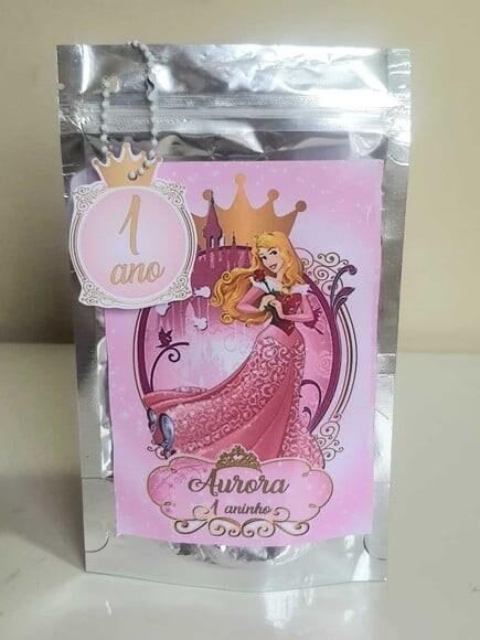 Saquinho Metalizado com Fecho Zip Lock Aurora/bela Adormecid