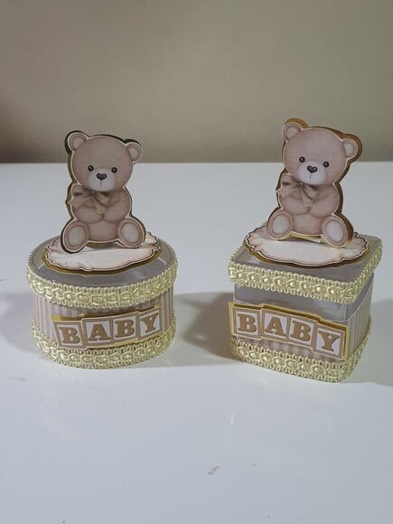 Caixinha Acrílica Urso Dourado