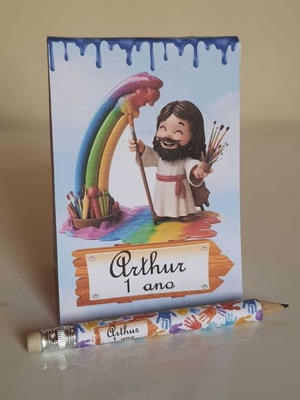 Kit Bloquinho e Mini-lápis Jesus, o Maior Pintor do Mundo