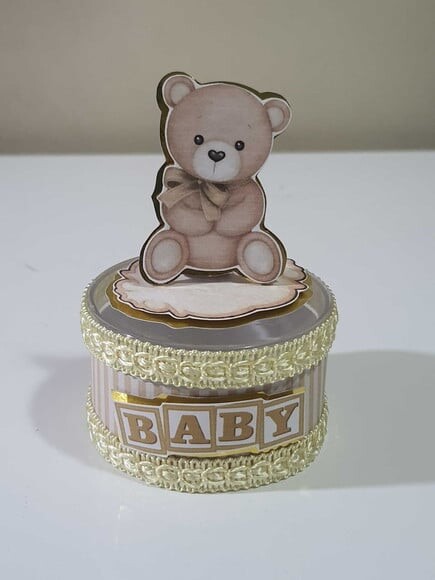 Caixinha Acrílica Urso Dourado