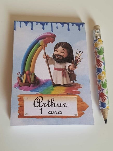 Kit Bloquinho e Mini-lápis Jesus, o Maior Pintor do Mundo