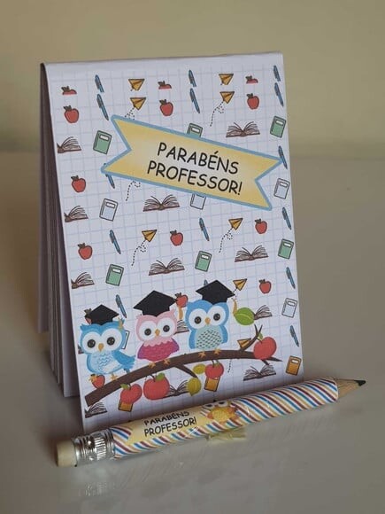 Kit Bloquinho e Mini-lápis Dia dos Professores