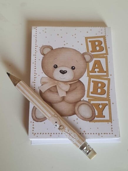 Kit Bloquinho com Mini-lápis Ursinho Dourado