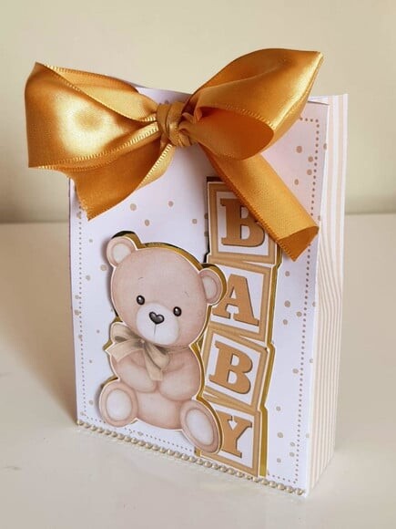 Caixa Sacolinha Urso Dourado
