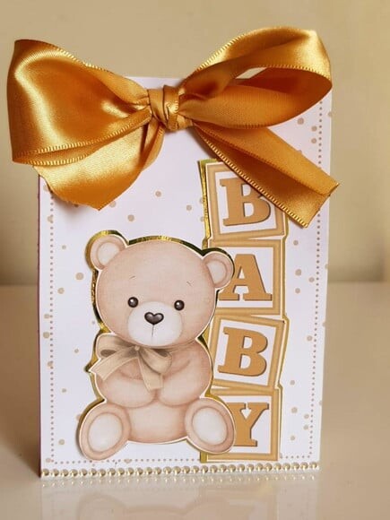 Caixa Sacolinha Urso Dourado