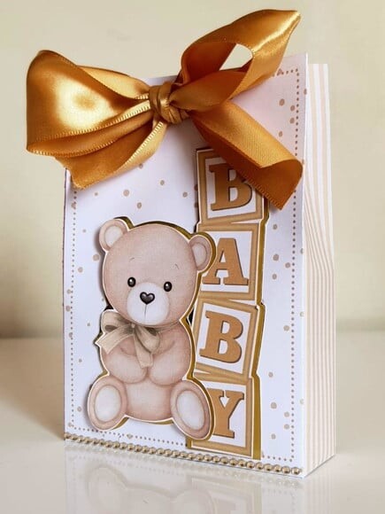 Caixa Sacolinha Urso Dourado